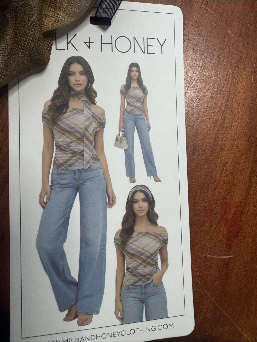 Milk & Honey Light Plaid Wrap Top Set - Light